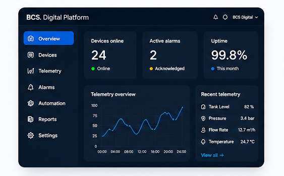 BCS Digital dashboard mockup